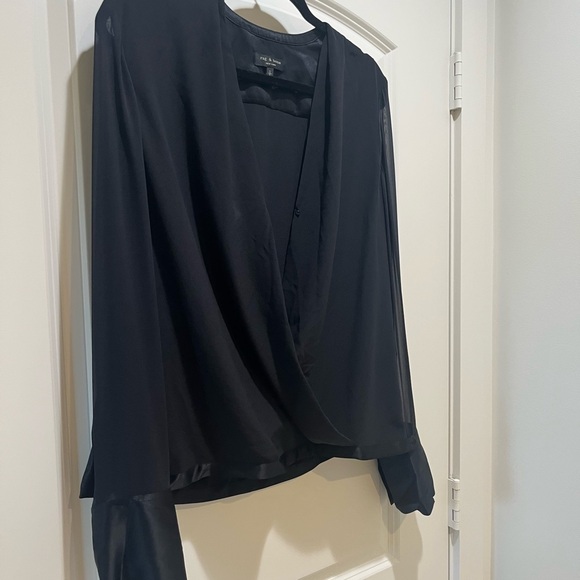 Rag & Bone Black Sheer Sleeve Blouse - Picture 5 of 12